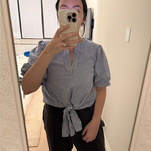 Maeve Blue and White Striped Blouse